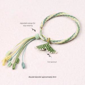 Customizable fish tail bracelet with adjustable design, featuring various color options. Handcrafted accessory.