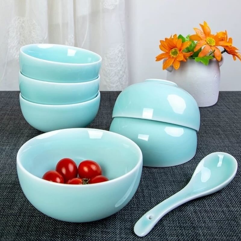 A beautifully crafted Longquan Celadon bowl, ideal for dining, showcasing a classic blue-green glaze.