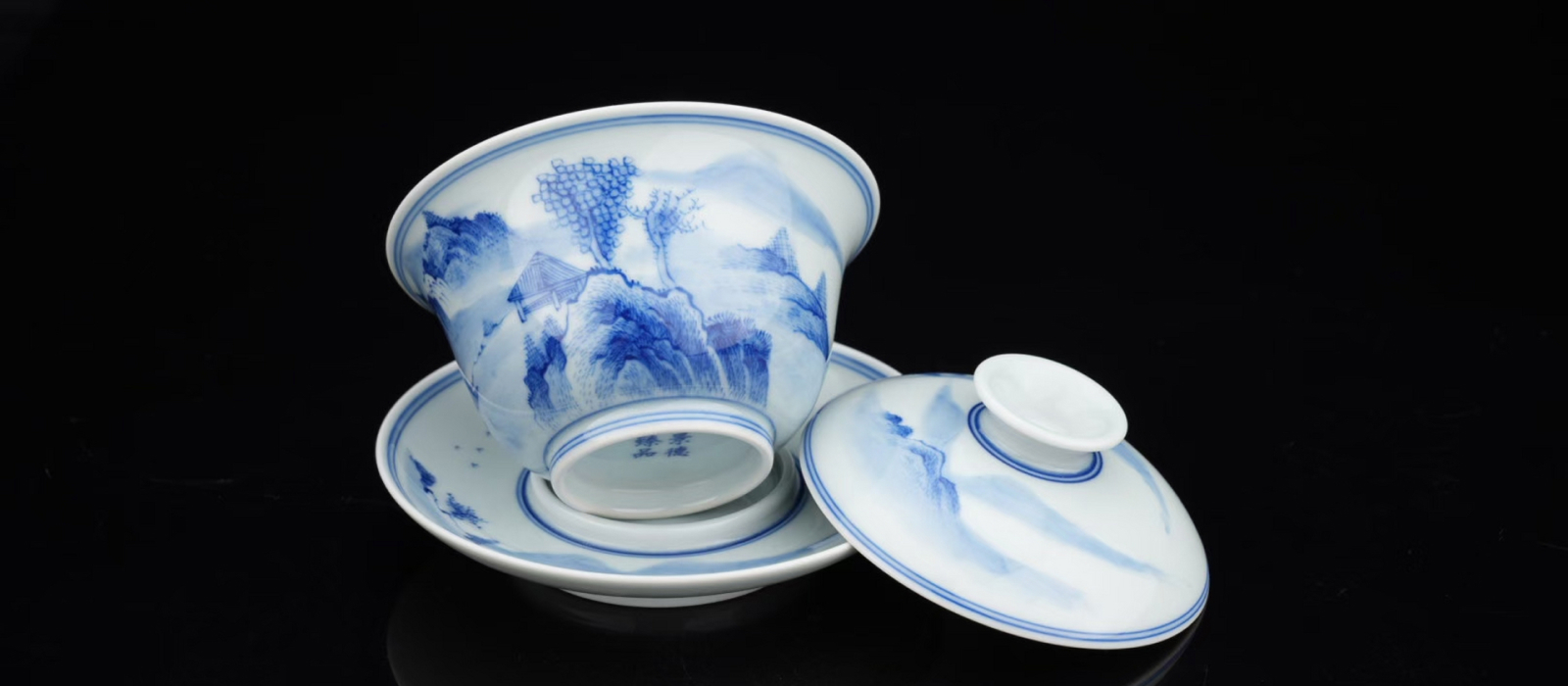Intricate Blue and White Porcelain Handicraft, Detailed Ceramic Art Piece with Elegant Designs