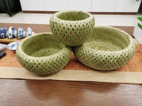 Bamboo-Woven Fruit Basket and Snack Tray (Three Pieces) photo review